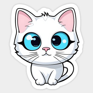 white kitten with blue eyes Sticker